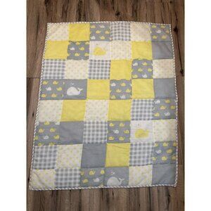 Rajrang Baby/ Toddler Quilt With Whales Block Pattern In Pale Yellow & Gray Chev
